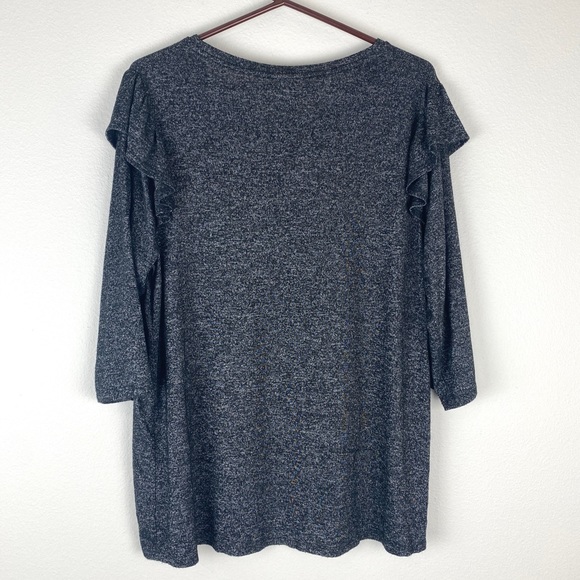 Ava & Viv Plus Size 1X Ruffled Shoulder 3/4 Sleeve Gray EUC - Picture 6 of 8